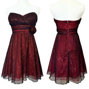 VTG Jodi Kristopher Prom Dress Junior 3 Y2K Whimsigoth Vamp Formal Babydoll Red